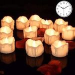 Led Tealight with Timer Battery-powered Flameless Flickering Candles for Party, Festival, Valentine's Day Decoration 12pcs, Children & Pet Friendly, Warm White