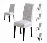 House of Quirk Polyester Spandex Printed Chair Cover Stretch Removable Washable Short Dining Chair Cover Protector Seat Slipcover (Complex Grey, Pack of 6)