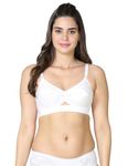 VSTAR Queen U Back Non-Wired Non-Padded Cotton Regular Bra for Women with Round Stitching Seamed Cups White