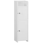 FIONESO Small Bathroom Storage Cabinet, Toilet Paper Storage Cabinet, Bathroom Cabinet with Door and Adjustable Shelves, for Small Spaces, White