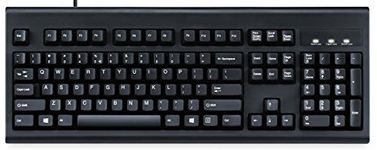 Perixx PERIBOARD-106US, Performance wired keyboard - 20 million key press life - Full size dimension 17.9"x6.6"x1.7" - Black