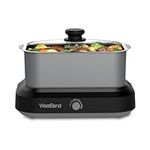 West Bend 87905 Large Capacity Non-Stick Versatility Slow Cooker with 5 Temperature Control Settings Dishwasher Safe Includes A Travel Lid & Thermal Carrying Case, 5-Quart, Silver