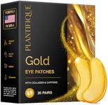 PLANTIFIQUE 24K Gold Under Eye Patches - Dermatologist Tested - 20 Pairs Cooling Eye Masks for Dark Circles & Puffiness, with Collagen & Hyaluronic Acid - Patch Yeux