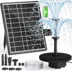 PONDIA Solar Fountain Pump with Battery Backup, 7.5W Solar Water Pump Built-in 3000mAh Battery, Dual-Layer Nozzles 7+ Spray Modes & 1.5M PVC Tubing, Pond Fountain for Bird Bath Garden Water Feature