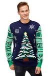 U Look Ugly Today Men's Ugly Jumpers Funny LED Light-up Sweater Chunky Knit Xmas Top Long Sleeve, Festive Christmas Tree, M