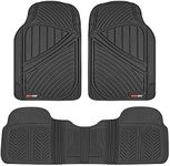 Motor Trend FlexTough Performance All Weather Rubber Car Floor Mats - 3 Piece Floor Mats Automotive Liners for Cars Truck SUV, Heavy-Duty Waterproof (Black)