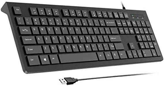 Computer Keyboard Wired, Plug Play USB Keyboard, Low Profile Chiclet Keys, Large Number Pad, Caps Indicators, Foldable Stands, Spill-Resistant, Anti-Wear Letters for Windows Mac PC Laptop, Full Size