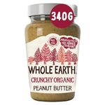 Whole Earth Crunchy Organic Peanut Butter, 340 g Jar, Original Nut Spread Made with All Natural Ingredients, No Added Sugar, Gluten Free, Vegetarian & Vegan Friendly (Pack of 2)