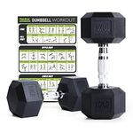 PhysKcal Hex Dumbbells Set 10kg Pair, Odourless Poly Rubber Encased Dumbbells 5KG 7.5KG 10KG 12.5KG 15KG 20KG Pair or Single Home Gym Weights Set