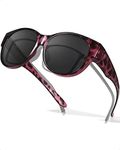 LVIOE Polarised Fitover Sunglasses for Women, Trendy Round Frame Wear Over Glasses with UV Protection