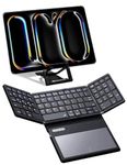 zenrich Foldable Wireless Bluetooth Keyboard with Touchpad/NumberPad/Stand (Sync Up to 3 Devices), Ultra Slim Travel Keyboard for Windows iOS Android Mac iPad, Black