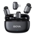 BOYA mini 2 Wireless Microphone for iPhone & Android, AI Noise Cancellation,App Control, 48k Hz/24 Bit, 30H Battery Life with Charging Case,Lapel Microphone Wireless for Video Recording Vlog Streaming