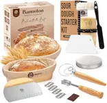 Sourdough Bread Baking Supplies and Starter Kit - Ultimate Bread Making and Sourdough Starter Kit with Proofing Baskets, Sourdough Jar, Bread Lame, Scrapers, and Danish Whisk