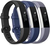 3 Pack Bands Compatible with Fitbit Alta/Alta HR Band, Soft Sport Silicone Adjustable Replacement Wristbands for Women Men (Small, Black+Blue+Gray)