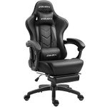 Dowinx Gaming Chair Ergonomic Racing Style Recliner with Massage Lumbar Support, Office Armchair for Computer PU Leather E-Sports Gamer Chairs with Retractable Footrest (Black)