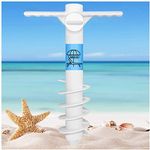 AMMSUN Beach Umbrella Sand Anchor Stand | Rust Free Plastic No Metal | Universal Sand Grabber Spike Auger Holder | Large Base fit Most Pole Sizes | Sturdy Screw Digger Accessory for Strong Wind