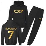 Kids Ronaldo Tracksuit Hoodie & Jogger Pants Football Jersey #7 GOAT 2023 Kids Football Hoodie Al Nassr Jersey Boys Soccer Gift