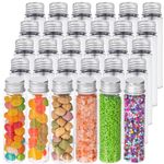 DEPEPE 30pcs 50ml Clear Flat Plastic Test Tubes with Screw Caps, 28×108mm Tubes for Candy and Beads Storage, Scientific Experiments