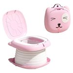 Koochie-Koo Plastic Potty Training Seat for Toddlers, Easy to Carry Folding Design, Comfortable Toilet Seat, Easy to Clean with Removable Plastic Bag, Pink, 1-6 Years (Pack of 1)