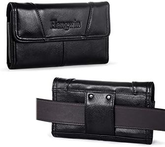 Genuine Leather Cell Phone Holster with Belt Clip Case for iPhone XR, Hengwin iPhone 11 Pro Max Pouch for Men Samsung Galaxy Note 10 9 8 Carrying Case Phone Holder for Belt-Black