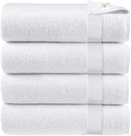 X11 Homeware Bath Towels Pack of 4 Egyptian Cotton Towel Set Highly Absorbent Soft Bathroom Towels Set of 4 Ring Spun Cotton Quick Dry Large Towels (White)
