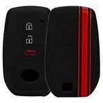 JVCV® Car Key Cover Compatible with Toyota Innova Crysta Hycross & Fortuner Smart Key - Rally Stripe (Black Red)