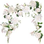 Peony Flower Garland, OrgMemory Rose Flower Swag, 6' Wedding Arch Flowers for Wedding Decor Home Table Runner Mantle Party Decor (Ivory Peony Garland)