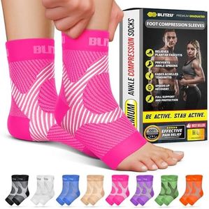Foot & Ankle Brace Socks - Plantar Fasciitis Relief Neuropathy Socks, Arch Support for Women & Men, Ankle Compression Sleeve for Heel Spurs, Tendonitis, Ankle Wrap for Sprained Ankle Pink L-XL