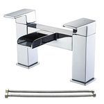 Waterfall Bath taps,Luckyhome Bathroom Filler Mixer Tap Chrome Double Lever Tub Tap