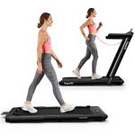 Goplus 2 in 1 Folding Treadmill, 2.25HP Superfit Under Desk Electric Treadmill, Installation-Free with Blue Tooth Speaker, Remote Control, APP Control and LED Display, Walking Jogging for Home Office