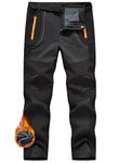 JHMORP Men's Winter Hiking Pants Water Resistant Softshell Fleece Mountain Work Snowboard Snow Ski Pants with Zipper Pocket (Dark Gray,CA 3XL)