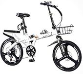 7 Speed Drive Bikes, Foldable Bikes, Folding Bike, disc Brake High Carbon Steel Frame, Easy Folding City Bicycle with Rear Carry Rack, for Men Women