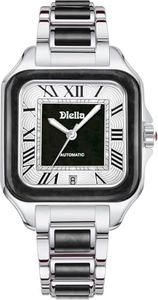 Diella Watches for Women Dial Is Inlaid with Emerald Jade, Crown with Sapphire and Square Features a Stylish Wavy Pattern, Waterproof, Date Luminous for Women Highend, Luxurious, Fashionable Gift (Silver)