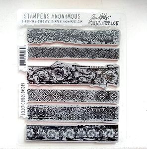 Stampers Anonymous Cling RBBR Stamp Set, Eclectic Edges 7 x 8.5 inches