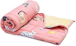 Sivio Weighted Blanket,Cotton and Minky Fleece Throw Blanket with Beads, Reversible Heavy Blanket, 7lbs 41x60 Inch, Pink Cat