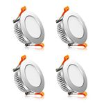 YGS-Tech 2 Inch LED Recessed Lighting Dimmable Downlight, 3W(35W Halogen Equivalent), 3000K Warm White, CRI80, Sliver Trim, LED Ceiling Light with LED Driver (4 Pack)