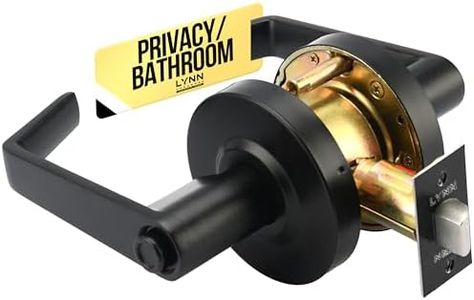 LYNN HARDWARE - Privacy/Bathroom - Commercial Door Lock - Heavy-Duty Designer Handles for Doors - Durable Grade 2 Indoor Locks for Doors - Cylindrical Door Handle Lock - ADA Compliant - Matte Black