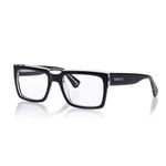 Shisen Fox KOKORO Versatile Vintage Square Frames for eyeglasses | Stylish eyewear Crafted from Italian Acetate material | 54 MEDIUM Unisex Spectacle Eye frame with Demo lenses (Black Crystal)