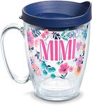 Tervis 1314905 Mimi Dainty Floral Insulated Travel Tumbler with Wrap and Navy Blue Lid, 16 oz Mug - Tritan, Clear