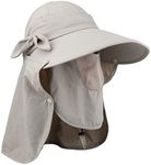 Lenikis Women's UPF50+ Sun Visor Foldable Wide Brimmed UV Protection Hat with Detachable Flaps Khaki