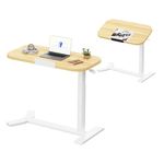 FLEXISPOT Overbed Table with Wheels, Adjustable Height Bedside Table, Rolling Laptop Desk for Bed Sofa, Small Standing Desk 75 x 40 cm, Mobile Computer Cart, H5 Maple