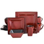 Gibson Kiesling 16 Piece Dinnerware Set, Red/Black