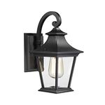 Emliviar Outdoor Porch Light, Modern Outside Wall Light Fixture for House Garage, Clear Glass in Black Finish, 12" Height, XE219B BK