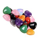 QINJIEJIE Crystals and Healing Stones 10pcs Heart Thicken Gemstones Healing Crystals Polished Pocket Gemstones Set Colorful Heart Shape Stones Bulk for Reiki Energy Balancing Holiday Gifts for Women