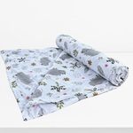 Trance Home Linen Pure Cotton Reversible Dohar Toddler Size | AC Quilt for Babies | Infants - New Born Blanket | Soft Light-Weight Bed Blanket 0-4 Years Kids (140cm x 100cm - Grey Hippo)