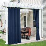 RYB HOME 2 Panels Patio Curtains Outdoor - Waterproof Blackout Privacy Shades Blinds Rain Blocking Heat Reducing for Patio Living/Relaxing Area, Outdoor Dining Space, W 52 x L 96 inch, Navy Blue