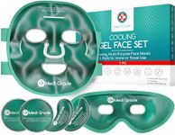 Medi Grade Cooling Face Mask set with Cooling Eye Mask for Puffy Eyes and Insulated Thermo-bag - Soothing Gel Ice Face Mask and Eye Ice Mask for Dark Circles and Puffiness - Cold Face Mask Relaxation