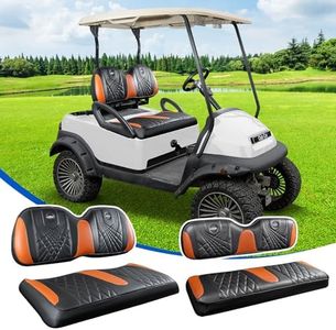NOKINS 4PCS Golf Cart Seat Covers Kit, Front and Rear Seat Covers Fits Club Car Precedent Standard Seat Cushion, Club Car Accessories Vinyl Seat Covers (Gradient Diamond Black&Brown)