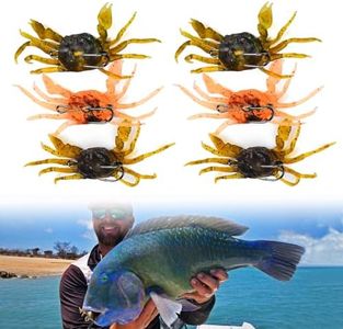 RUIYUE 6Pcs Cranka Crab Lure Crab Bait, 3D Simulated Crab Soft Bait with Pointed Hook Double Hook,Suitable for Sea Fishing, Crab Bait Trap, Saltwater Fishing Accessories Tool