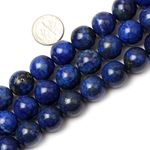 Dyed Gorgeous Round Lapis Lazuli Gemstone Dark Blue DIY Jewelry Making Loose Beads Strand 15", Diameter:.0.55"